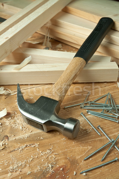 Drewna pracy młotek paznokcie Zdjęcia stock © donatas1205