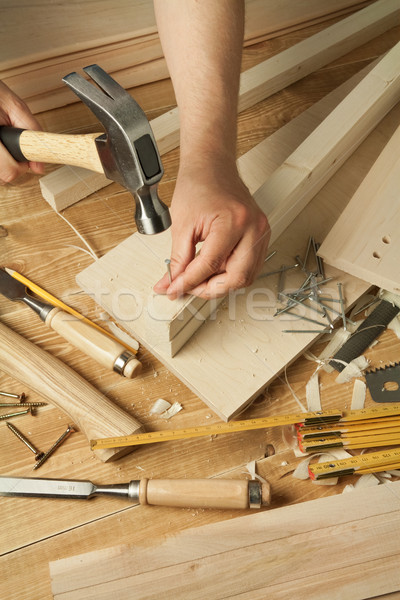 商業照片: 木 · 工作的 · 木 · 車間 · 表 · 工具