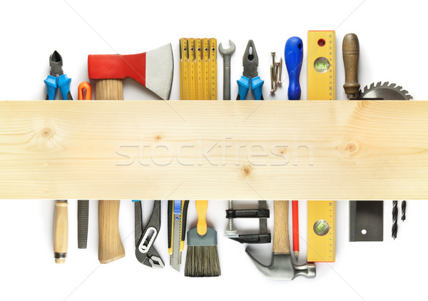 Stockfoto: Timmerwerk · tools · hout · plank · werk · potlood