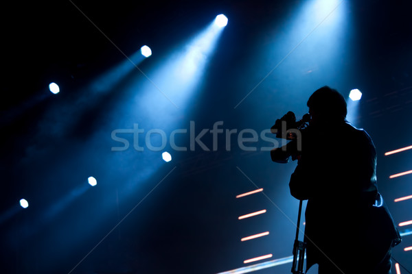 Silhouet concert fase televisie werk Stockfoto © donatas1205