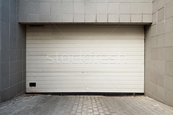 Fal zárt fehér garázs ajtó textúra Stock fotó © donatas1205