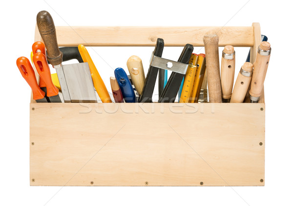 Boîte à outils bois outils isolé blanche bois [[stock_photo]] © donatas1205