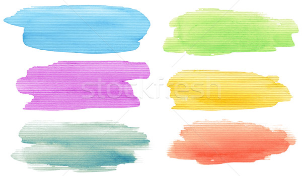 Vízfesték kéz festett ecsetvonások szett izolált Stock fotó © donatas1205