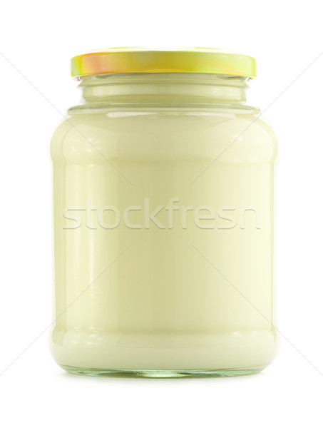 Maioneza sticlă borcan alb mananca recipient Imagine de stoc © donatas1205