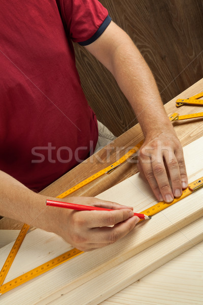 Drewna warsztaty stolarz strony człowiek budowy Zdjęcia stock © donatas1205