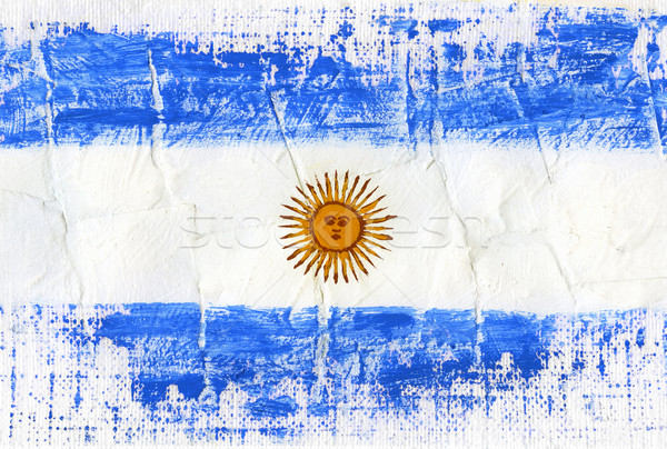 Stockfoto: Geschilderd · vlag · hand · acryl · Argentinië · textuur