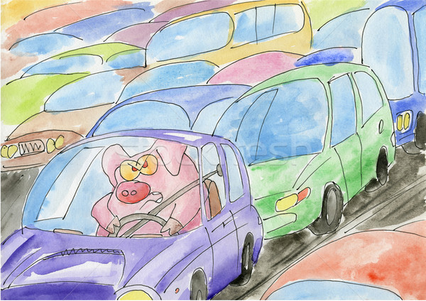 Korku wieprzowych malowany papieru samochodu Zdjęcia stock © donatas1205