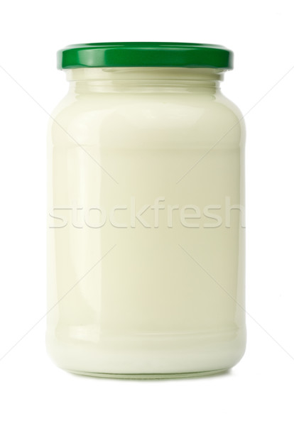 Maioneza sticlă borcan alimente mananca alb Imagine de stoc © donatas1205