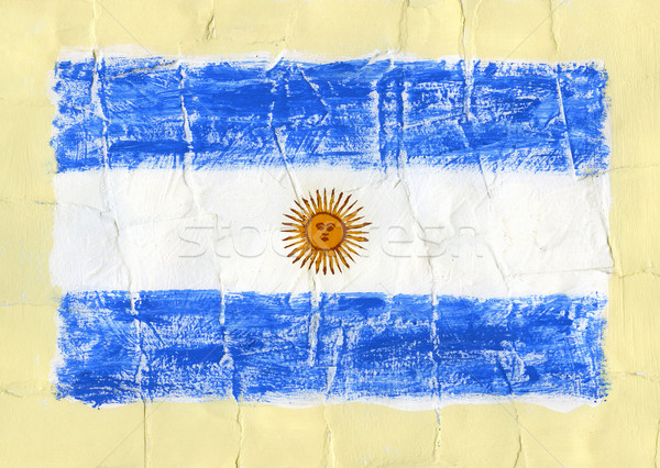Stock fotó: Festett · zászló · kéz · akril · Argentína · textúra