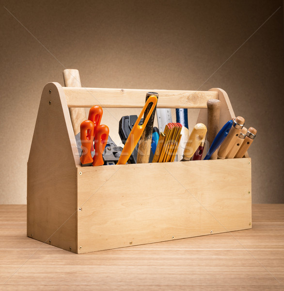 木工 木製 ツールボックス 表 木材 建設 ストックフォト © donatas1205