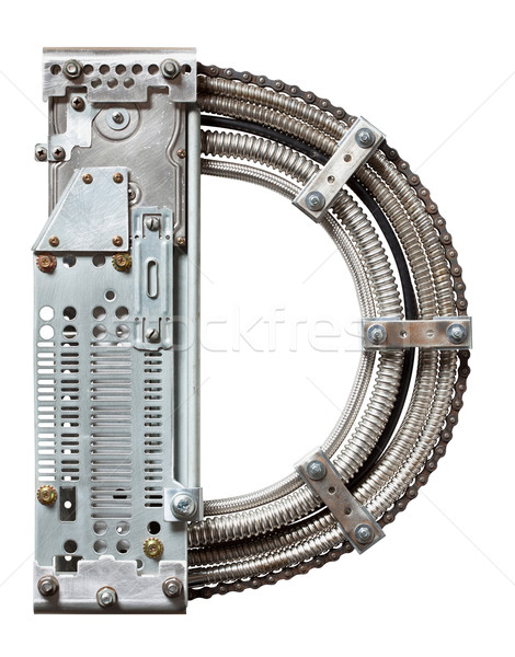 Stock foto: Metall · Schreiben · industriellen · Alphabet · Buchstaben · d · Textur