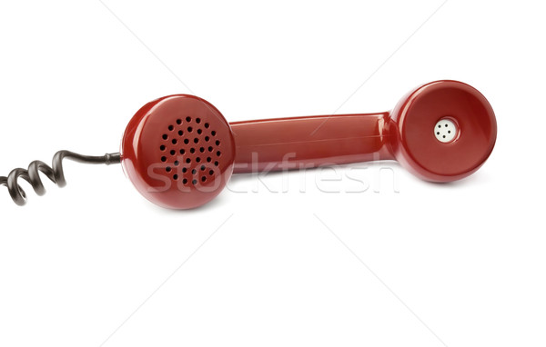 Stockfoto: Oude · telefoon · Rood · geïsoleerd · witte