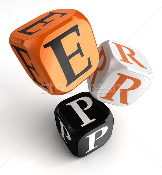 Erp orange black dice blocks Stock photo © donskarpo