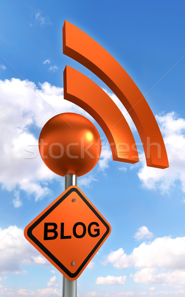 Blog Zeichen orange schwarz rss Symbol Stock foto © donskarpo