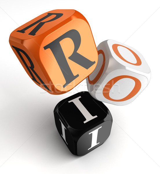 Stock photo: roi orange black dice blocks