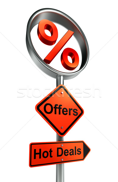 offers road sign with discount symbol  Stock photo © donskarpo