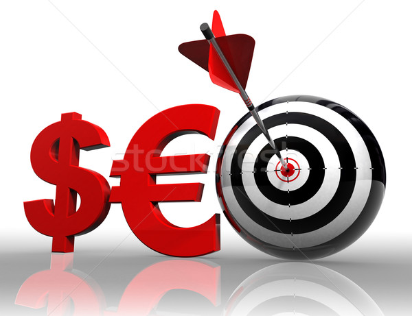 seo red word with dollar euro and target Stock photo © donskarpo