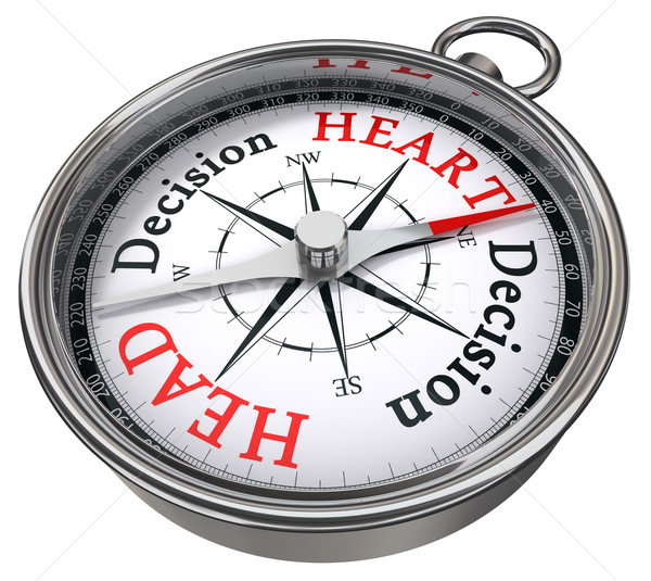 Herz vs Kopf Entscheidung Dilemma Kompass Stock foto © donskarpo