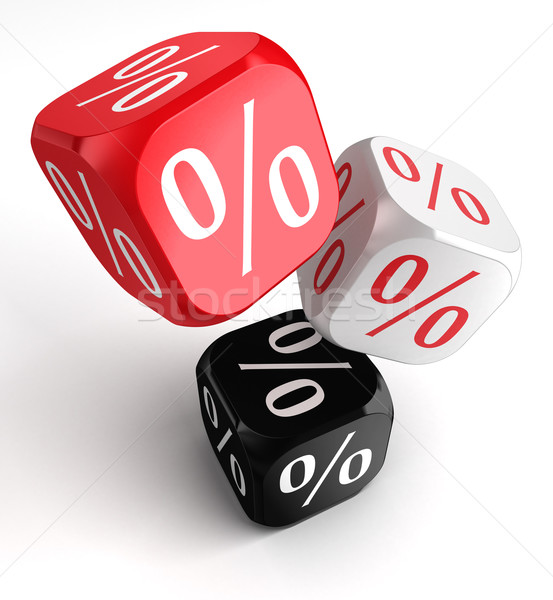 per cent symbol on dice cubes red white black Stock photo © donskarpo