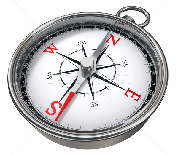 Kompas czerwony biały chrom świat metal Zdjęcia stock © donskarpo