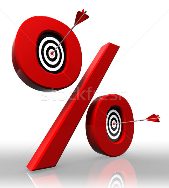 per cent red symbol with conceptual targets Stock photo © donskarpo
