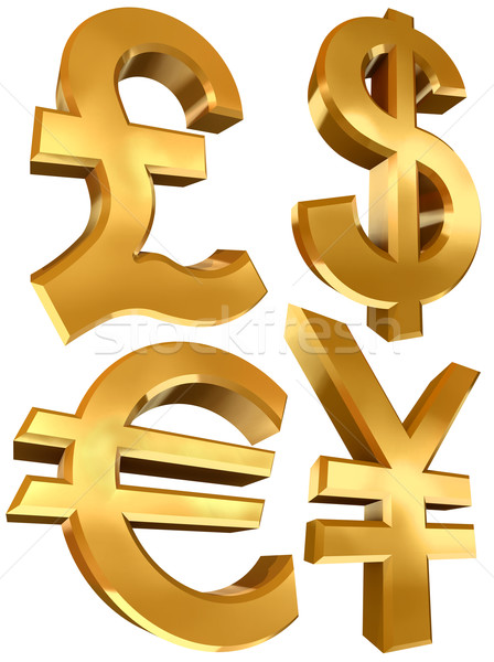 Stock photo: pound dollar euro and yen golden symbols