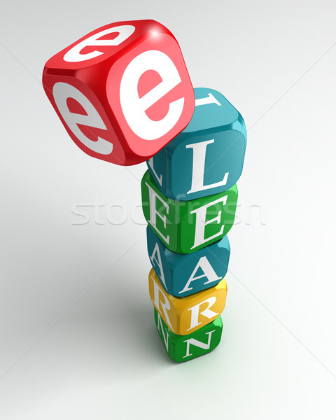 e learn sign 3d colorful buzzword Stock photo © donskarpo