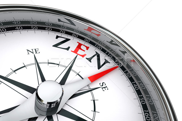 Stock photo: zen towards east indicated by compass 