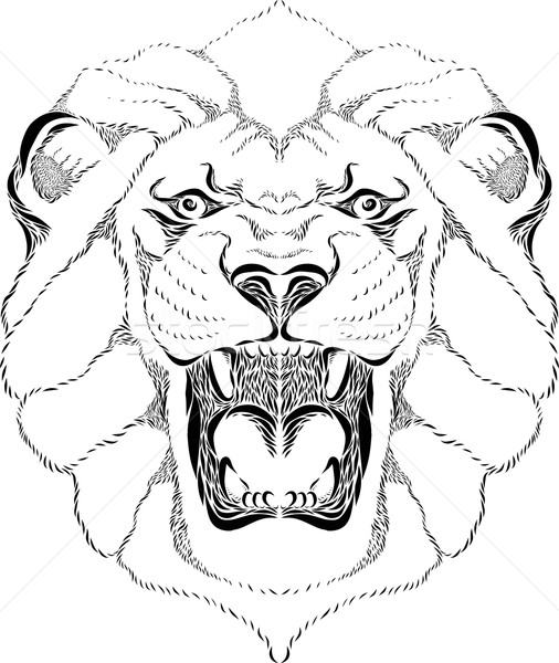 Сток-фото: лев · голову · икона · вектора · линия · искусства