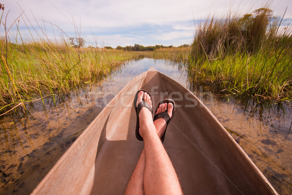 Man relaxing in a canoe point of view Stock photo © Donvanstaden