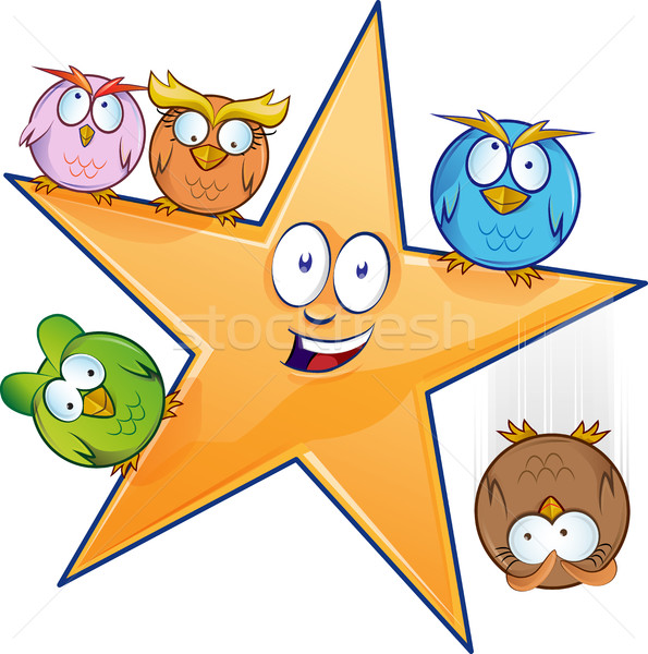 owl on the star isolated on white background Stock photo © doomko
