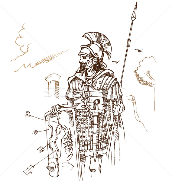 roman warrior hand draw  Stock photo © doomko