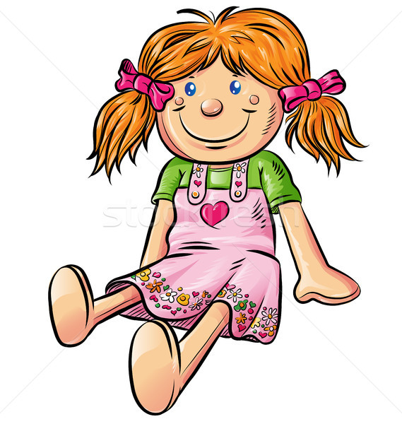 Zabawy lalek cartoon odizolowany biały dziewczyna Zdjęcia stock © doomko