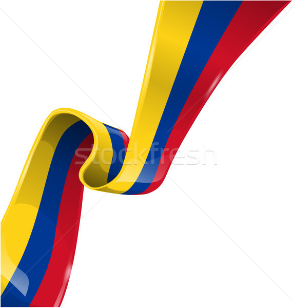 Stock photo:  colombia ribbon flag on white background