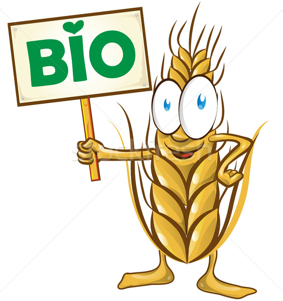 wheat cartoon bio  with signboard isolated  Stock photo © doomko