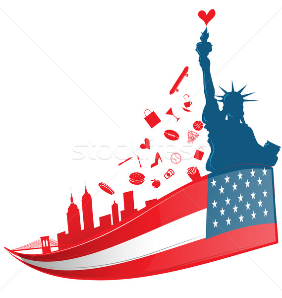 Stock photo: new york city symbol on USA flag 