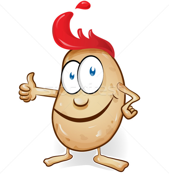 Kartoffel Karikatur Ketchup isoliert weiß Gesicht Stock foto © doomko