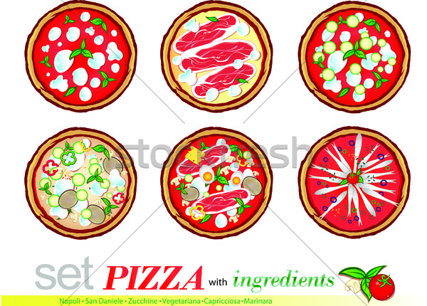 pizza cartoon set isolated on white background Stock photo © doomko
