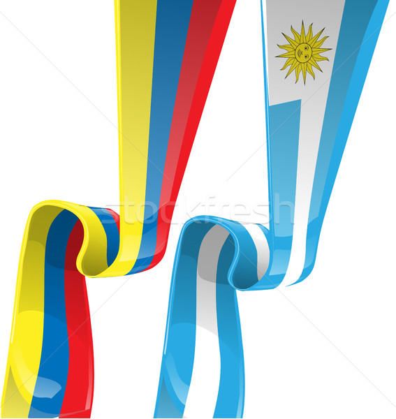  uruguayan & colombian ribbon flag on background Stock photo © doomko