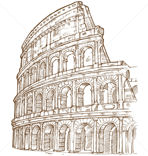 Colosseum mână trage izolat alb artă Imagine de stoc © doomko