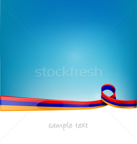 Stock photo: armenia ribbon flag on blue sky background