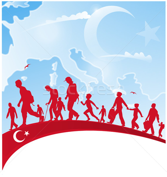 
 immigration people on turkey flag Stock photo © doomko