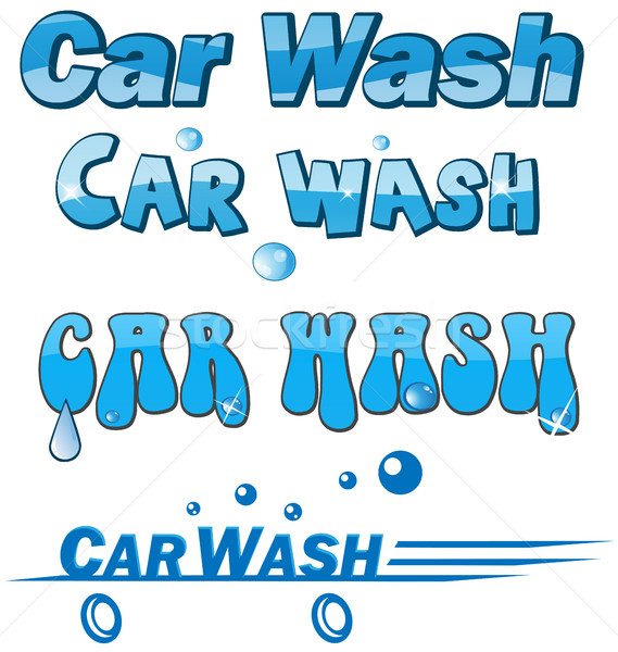 Car wash symbool ingesteld geïsoleerd witte auto Stockfoto © doomko