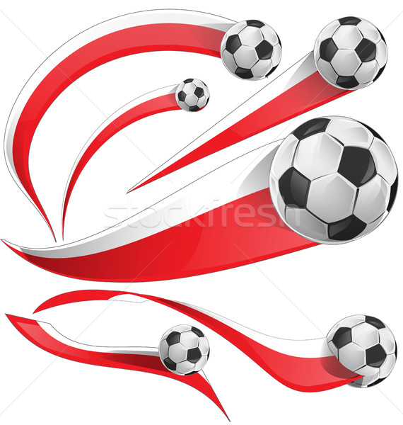 poland ,japan and  indonesia flag  set with soccer ball Stock photo © doomko