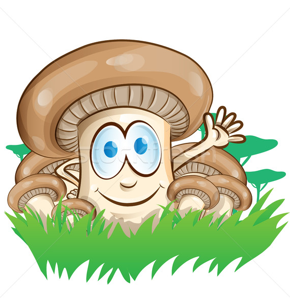 Stock photo: mushroom cartoon on  forest background
