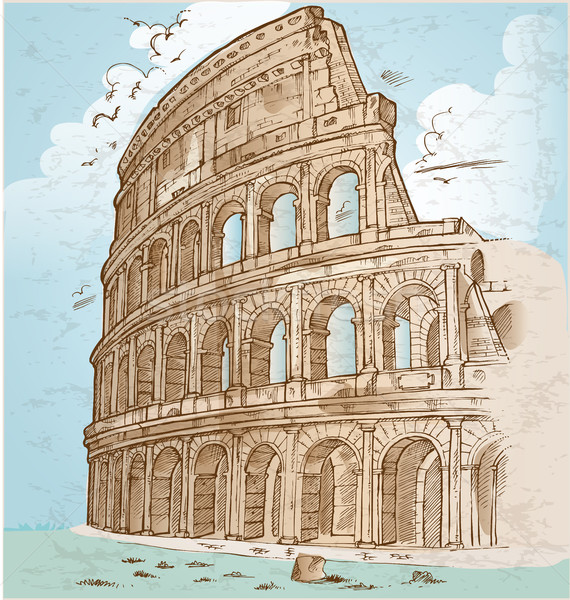 Stock fotó: Colosseum · szín · kéz · rajz · művészet · stadion