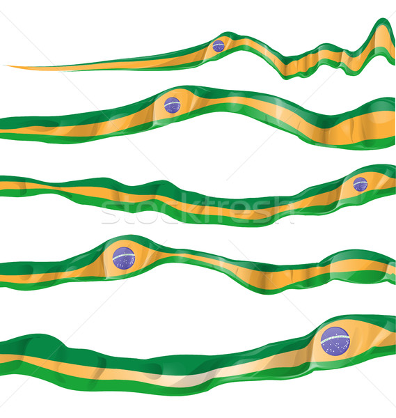 Бразилия флаг набор изолированный белый бумаги Сток-фото © doomko