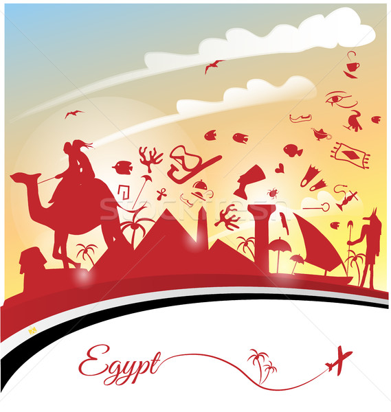 Ägypten Flagge Symbol Gebäude Design Wüste Stock foto © doomko