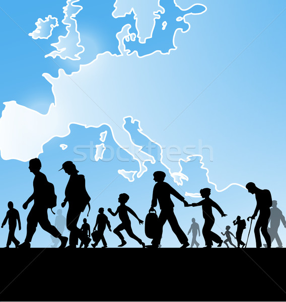  immigration people on europe map background Stock photo © doomko