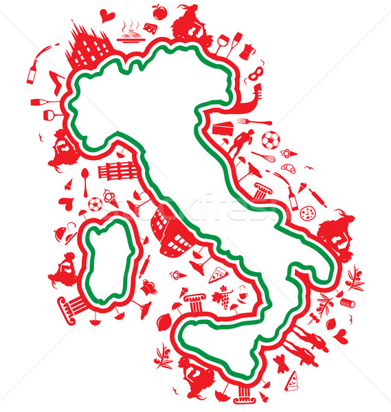 italian map with silhouette symbol set Stock photo © doomko